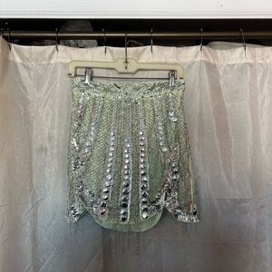 ASOS Silver and Green Sequin Mini Skirt